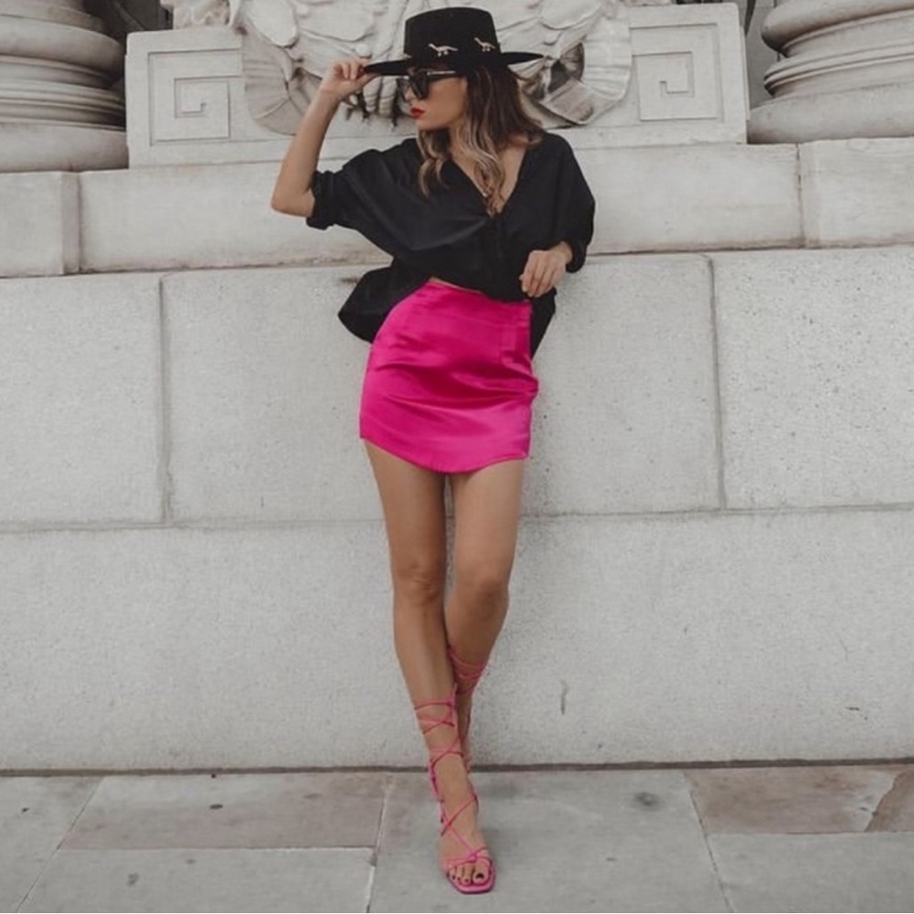Zara - Pink Satin Effect Mini Skirt NWT